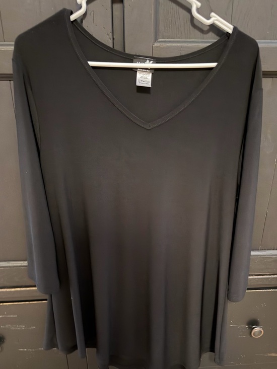 J & JL Fashion Tops - Black V-Neck Women's Top by LOGO? Performance Stretch